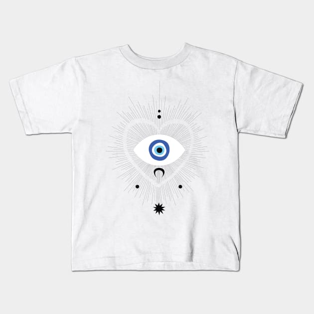 Mystical Evil Eye Sun Rays Occult Kids T-Shirt by Inogitna Designs